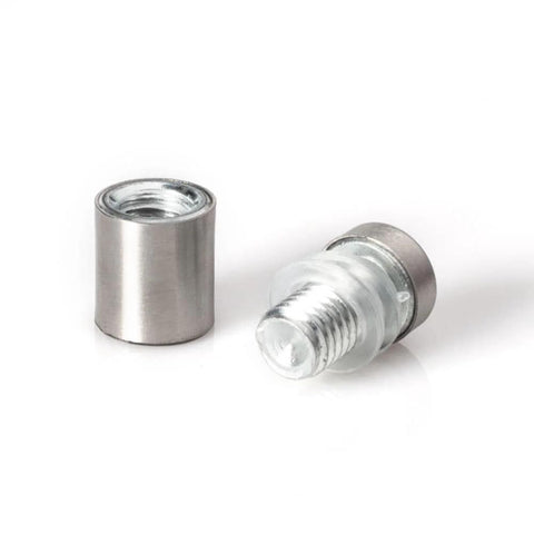 Brushed Stainless Steel Sign Standoffs 1/2 Inch Diameter 1/2 Inch Barrel Length With Screws And Anchors 100 Pack, close-up view