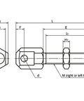 Technical drawing of BRUSRC-80-60-R Roller Chain Bolt NBK - Japan with dimensions and thread details.