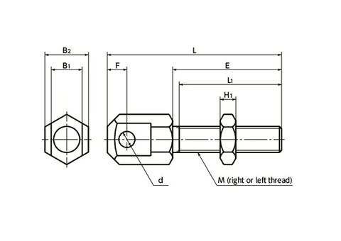 Technical drawing of BRUSRC-80-60-R Roller Chain Bolt NBK - Japan with dimensions and thread details.