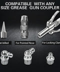 60 Piece Grease Fittings Kit With One Quarter Inch And One Eighth Inch BSP Threads Featuring Ninety Degree Forty Five Degree And Straight Angles
