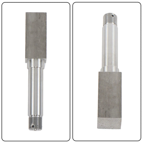 Two Pack 4 On 4 Inch Trailer Hub And One And One Sixteenth Inch Square BT16 Spindle Bearing Kit with visible spindles