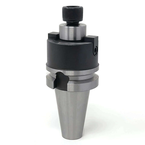 Front view of Beefy 4 Inch 90 Degree Indexable Face Mill With BT40 Arbor APKT1604 Inserts Included 6 Flutes Heavy Duty CNC Milling Cutter