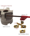 Pro Grade BT40 Toolholder And 50mm Face Mill Milling Cutter Set With BAP400R 50-22-4T Holder, visible inserts and wrench