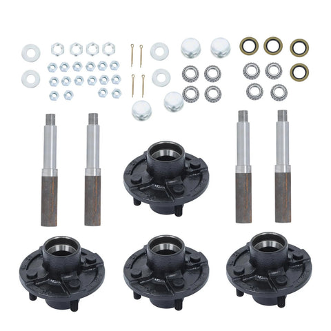 Set Of Four Trailer Hub Kit For BT8 Spindle With 4 On 4 Inch And 1 Inch Round Hubs And Bearing Kit Marine Grade Stainless Steel Built Tough