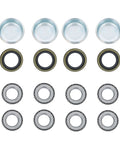 Set Of Four Trailer Hub Kit For BT8 Spindle With 4 On 4 Inch And 1 Inch Round Hubs And Bearing Kit Marine Grade Stainless Steel Built Tough For 2000 Lb Axles Ideal For Boats And Snowmobile Trailers Durable Idler Shaft Hubs showing components