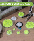 Five Pack Round Bubble Levels 30x10mm Mini Circular Bullseye Spirit Levels with tools, durable PMMA and ABS casing