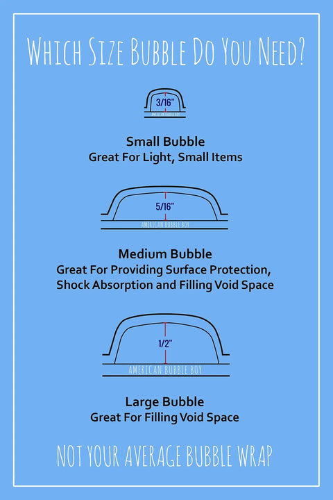 USA Made 4 Large Rolls Bubble Wrap 700 Feet 3 16 Inch Small Bubbles Perforated Every 12 Inches Packing Wrap size options diagram