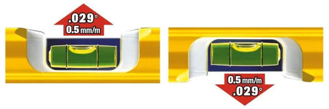 Dual vial readings on Stabila 37459 59 Inch Builders Level With High Strength Frame And Accuracy Certified Professional Level