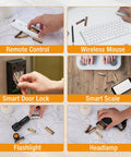 Collage showing uses for Bulk 64 Pack AA and AAA Alkaline Batteries for Home Office and Emergency Kits in various devices.