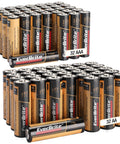 Bulk 64 Pack AA and AAA Alkaline Batteries for Home Office and Emergency Kits, showing 32 AA and 32 AAA batteries in packaging