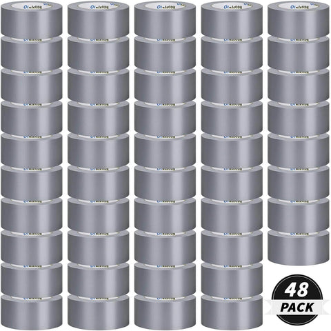 Bulk 48 Pack Silver Heavy Duty Go To Everyday Tough Duct Tape 2 Inch By 30 Yard Rolls Total 1440 Yards All Weather Waterproof