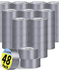 Bulk 48 Pack Silver Heavy Duty Go To Everyday Tough Duct Tape 2 Inch By 30 Yard Rolls Total 1440 Yards All Weather Waterproof