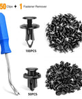 Universal Push Type Bumper Fasteners And Rivet Clips Kit With 150 Pieces In Two Sizes For Auto Body Bumper Fender Clips Replacement And Included Fastener Removal Tool By GOOACC