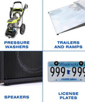 Pressure washer, trailer ramp, speaker, and license plate with 4 Pack 1 Inch Bumper Feet With Stainless Steel Washers Waterproof Isolation Anti Vibration