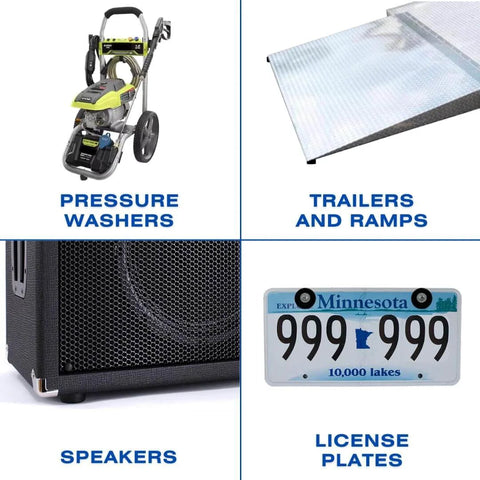 Pressure washer, trailer ramp, speaker, and license plate with 4 Pack 1 Inch Bumper Feet With Stainless Steel Washers Waterproof Isolation Anti Vibration