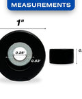 Measurements of 4 Pack 1 Inch Bumper Feet With Stainless Steel Washers Waterproof Isolation Anti Vibration For License Plates.