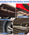 DIY Front Bumper Protector Kit With Preinstalled Tape Universal Bumper Guard for Lowered Cars Anti Scratch Shield with Carbon Fiber Look on bumper, lip, spoiler close-up view