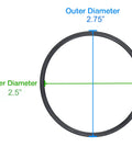 8-Pack Salt Cell O-Rings Buna N For Turbo Cell Union Replacement Fits 2.50 Inch Inner Diameter And 2.75 Inch Outer Diameter diagram