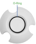 Close-up of white plastic pool part with a black O-ring for 8-Pack Salt Cell O-Rings Buna N For Turbo Cell Union Replacement.