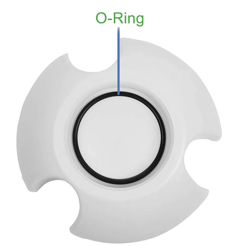 Close-up of white plastic pool part with a black O-ring for 8-Pack Salt Cell O-Rings Buna N For Turbo Cell Union Replacement.