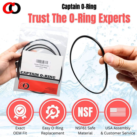 Replacement 151122 O Rings For Pentair Pentek Big Blue Water Filter Housings Buna N Seals 3 Pack OEM Size shown in packaging