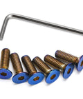 ✝️ PQY 6pcs Steering Wheel Screw Bolts Taper M5×0.8 Length 15mm Burnt Titanium Finish Flat Head with hex key
