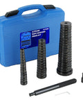 52 In 1 Bushing Driver Set And Bearing Press Tool Kit displayed with blue carrying case, stack of discs, and tools