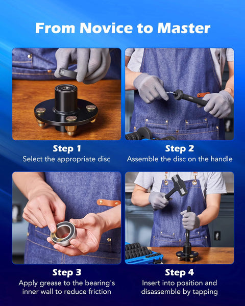 Step-by-step guide for 52-in-1 Custom Bushing Driver Tool Set and Transmission Wheel Axle Bearing Race Seal Installer Remover