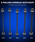 Five pulling spindles with nuts for Bushing Press Kit, 27pc Pull and Press Sleeve Kit for Most LCV HGV Engine Cars Vehicles.