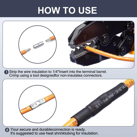 Guide for 120 Pcs Non Insulated Butt Connectors BN2 Pure Copper 0.8mm Thickness For 16 And 14 AWG Wire Gauge Crimp Ferrule Terminals