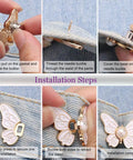 Installation steps for 8 Piece Butterfly Jeans Button Waist Tighteners Set With Detachable Clips Adjustable Waist Buckles