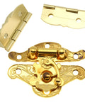 Antique Hasp Latch With Butterfly Shape Hinges Gold Finish Includes Matching Screws For Vintage Wooden Boxes