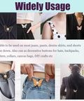 8 Piece Butterfly Jeans Button Waist Tighteners Set With Detachable Clips Adjustable Waist Buckles For Loose Jeans No Sew No Tools Decorative Butterfly Buttons Pins For Pants And Denim Upgrades, showing various uses on clothing.
