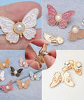 8 Piece Butterfly Jeans Button Waist Tighteners Set With Detachable Clips Adjustable Waist Buckles For Loose Jeans No Sew No Tools Decorative Butterfly Buttons Pins For Pants And Denim Upgrades shown in various colors and angles.