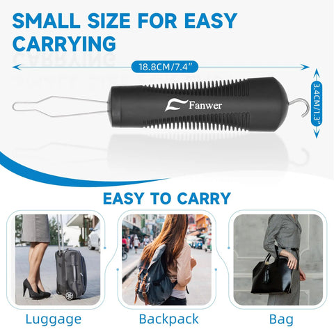 Two Pack Button Hook And Zipper Pull Helper For One Handed Dressing Aid, black handle, small size, shown with luggage and bags.