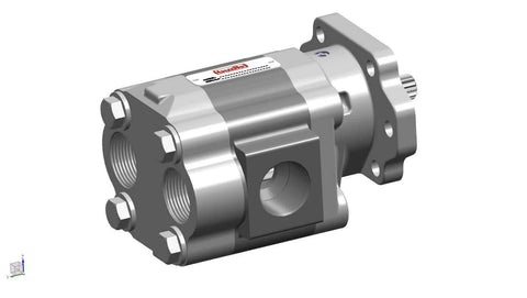 Side view of Buzile Gear Pump Motor BGM51A846BTYR22-25 Replacement P51A646BTYR22-25 PL25-2BPBB, showing ports and flange.