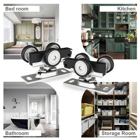Bypass Sliding Door Track Roller Kit For Wardrobe And Closet Doors, Roller Hardware With Screws in bedroom, kitchen, bathroom, storage room