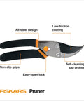 Bypass Pruning Shears With Five Eighth Inch Cut Capacity And Rust Resistant Steel Blade For Delicate Stem Pruning, Garden Clippers