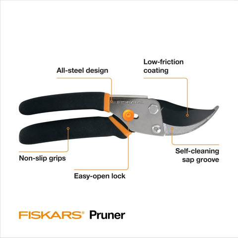 Bypass Pruning Shears With Five Eighth Inch Cut Capacity And Rust Resistant Steel Blade For Delicate Stem Pruning, Garden Clippers