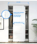 Bypass Sliding Door Hardware With Soft Close And Finger Pulls Aluminum Track shown in 48 inch setup for closets