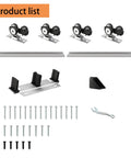 Heavy Duty Bypass Sliding Closet Door Track Hardware Set With Aluminum Pocket Rail 72 Inch Long components including wheels, rails, and screws