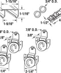 Bypass Wardrobe Track Kit For Sliding Closet Doors Fits 47 To 48 Inch Openings With Dial Adjusting Rollers Steel Construction Seven Eighths Inch Wheel Diameter Includes Track Hardware Replacement Single Pack diagram
