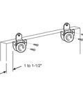 Diagram of Bypass Wardrobe Track Kit For Sliding Closet Doors Fits 47 To 48 Inch Openings With Dial Adjusting Rollers