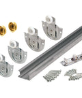 Bypass Wardrobe Track Kit For Sliding Closet Doors Fits 47 To 48 Inch Openings With Dial Adjusting Rollers Steel Construction Seven Eighths Inch Wheel Diameter Includes Track Hardware Replacement Single Pack