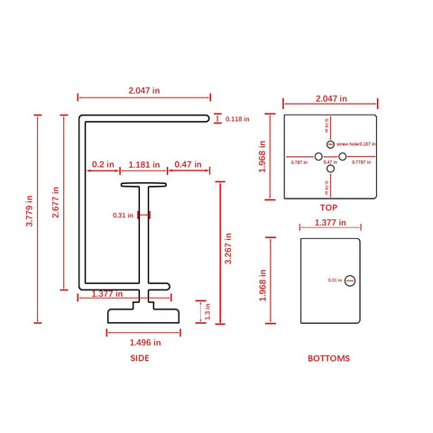 Technical diagram of 2 Pack Heavy Duty C Clamps With Wide Jaws For Metal Woodworking Desk Extension Shelf Panel Work, showing dimensions.