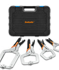Hardworking Four Piece C Clamp Locking Pliers Set With 6-Inch 9-Inch 11-Inch And 14-Inch Vise Grips and storage box