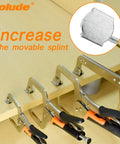 Hardworking Four Piece C Clamp Locking Pliers Set With 6-Inch 9-Inch 11-Inch And 14-Inch Vise Grips for woodworking and joinery.