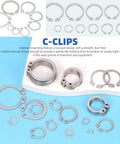 Ultimate 211 Piece C Clip External Retaining Ring Set In 304 Stainless Steel From 4mm To 28mm With 21 Sizes And Included Tweezer By Glarks