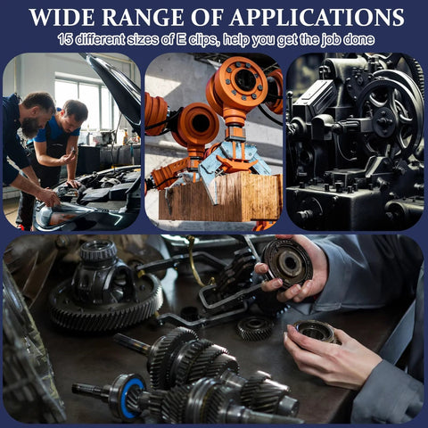 Ultimate C Clip Assortment Kit With 15 Sizes M4 To M28 In BlackCarbon Steel External Retaining Rings for machinery and automotive use