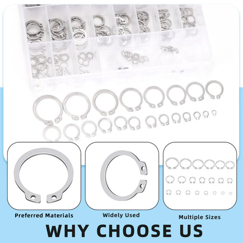 Ultimate 211 Piece C Clip External Retaining Ring Set In 304 Stainless Steel From 4mm To 28mm With 21 Sizes And Included Tweezer By Glarks